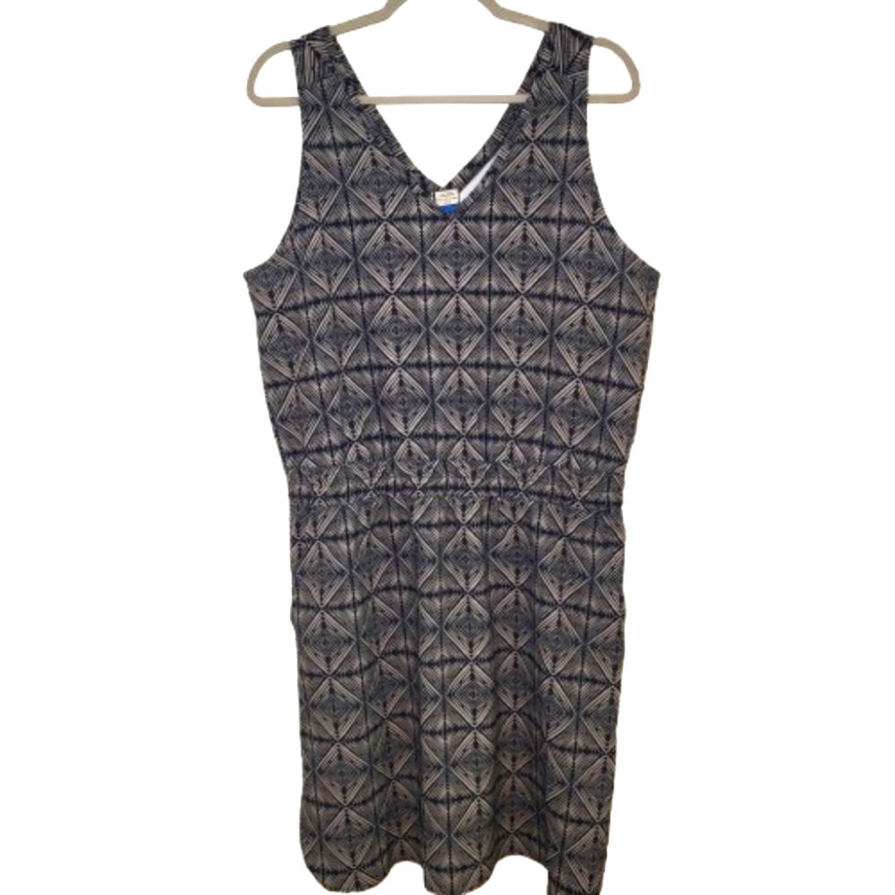 KAVU Ensenada Dress Batik‎ Playa Print Quick Dry V Neck Women's size Large